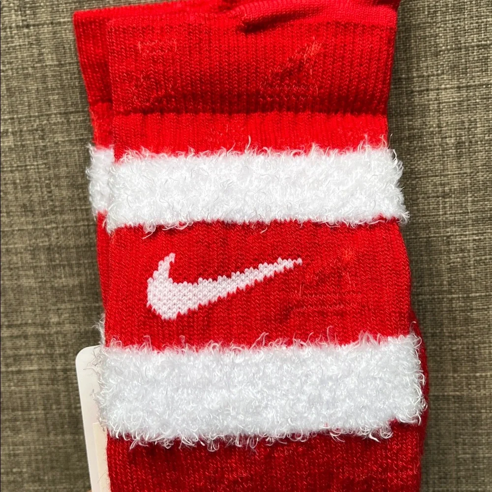 Nike Red and White Christmas Holiday Stocking Socks NWT Small